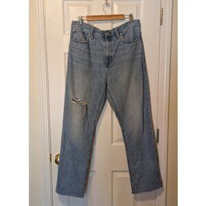 Madewell '90s Straight straight leg, medium wash, ripped/cut-off jeans 31